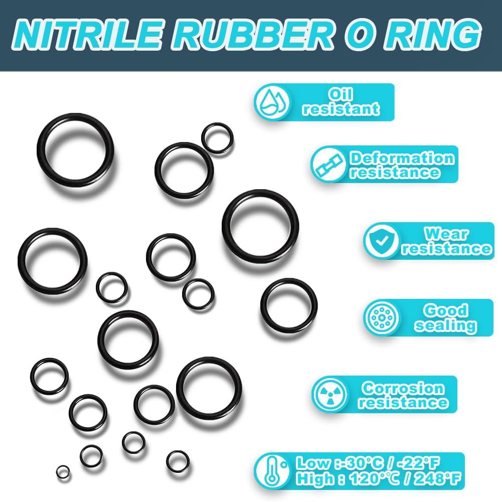KEZE 1040 Pcs O Ring Kit 21 Size Universal Nitrile Rubber O Ring Assortment Set for Automotive Vehicle Repair Faucet Plumbing Air or Gas Sealing Connections Resist Oil and Heat