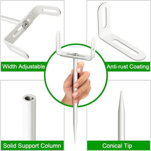 Downspout Bracket,Heavy Duty Size-Adjustable Storm-Proof Downpipe Bracket with Rust-Resistant Coating-Solid Iron Construction,Stable Support,Easy Install,for Lawn,Yard & Industrial Use (2 Pack White)
