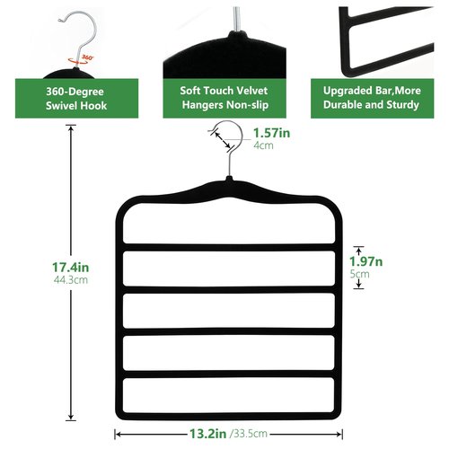 Closet Organizers and Storage,3 Pack Organization and Storage Pants-Hangers-Space-Saving,Velvet Hanger for Dorm Room for College Students Girls Boys Guys Hanging Jean Scarf