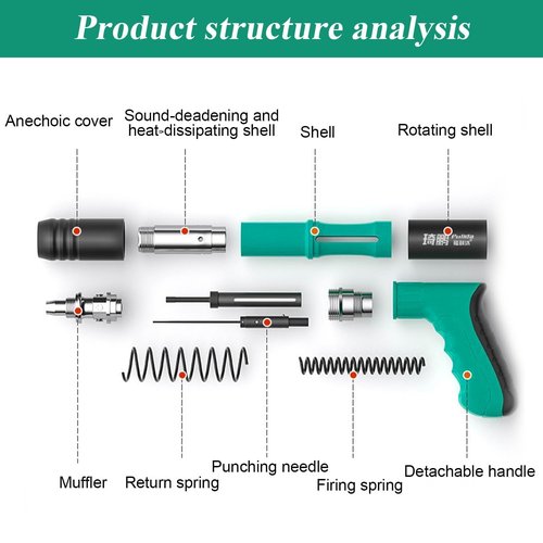 Concrete Manual Nail Gun Kit with 10 Round Nails, Mini Steel Nail Gun, Pistola De Clavos, Air Nailer Combo Kit, Pistola de Fijación - Easy to Use with Protective Gear Included