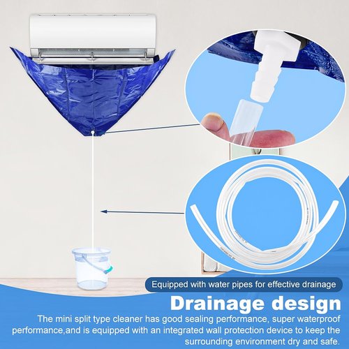 AQEENURA Mini Split Cleaning Kit 12PCS Waterproof Clean Bag Cover with Drain Outlet Pipe for 37-45in Wall Mounted Air Conditioner AC Unit Cover Cleaning Accessories
