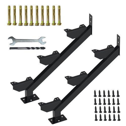 2 Pack Steel Stair Stringer, 3 Steps Stair Riser, Outdoor Metal Step Stringers for 20.7 Inch Height Deck