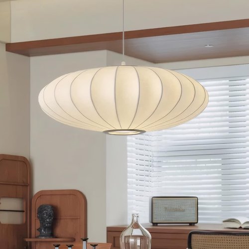 APLampara Lantern Pendant Lights Japanese 11.8" Imitation Silk Pendant Light White Lantern Chandelier Small Wabi Sabi Pendant Light Fixtures for Dining Room Kitchen Island Bedroom Girls Room