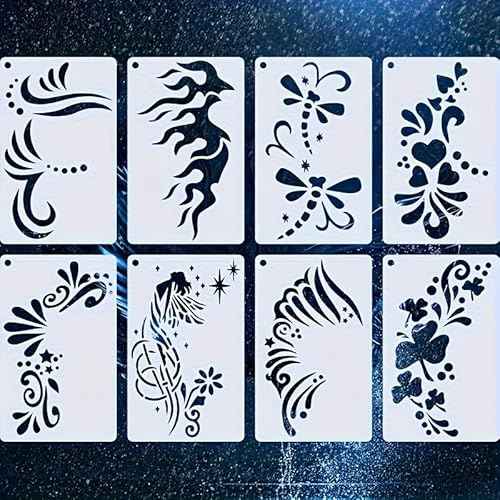 Face Painting Stencils, Reusable Washable Templates, 16 Pieces, Floral and Geometric Designs