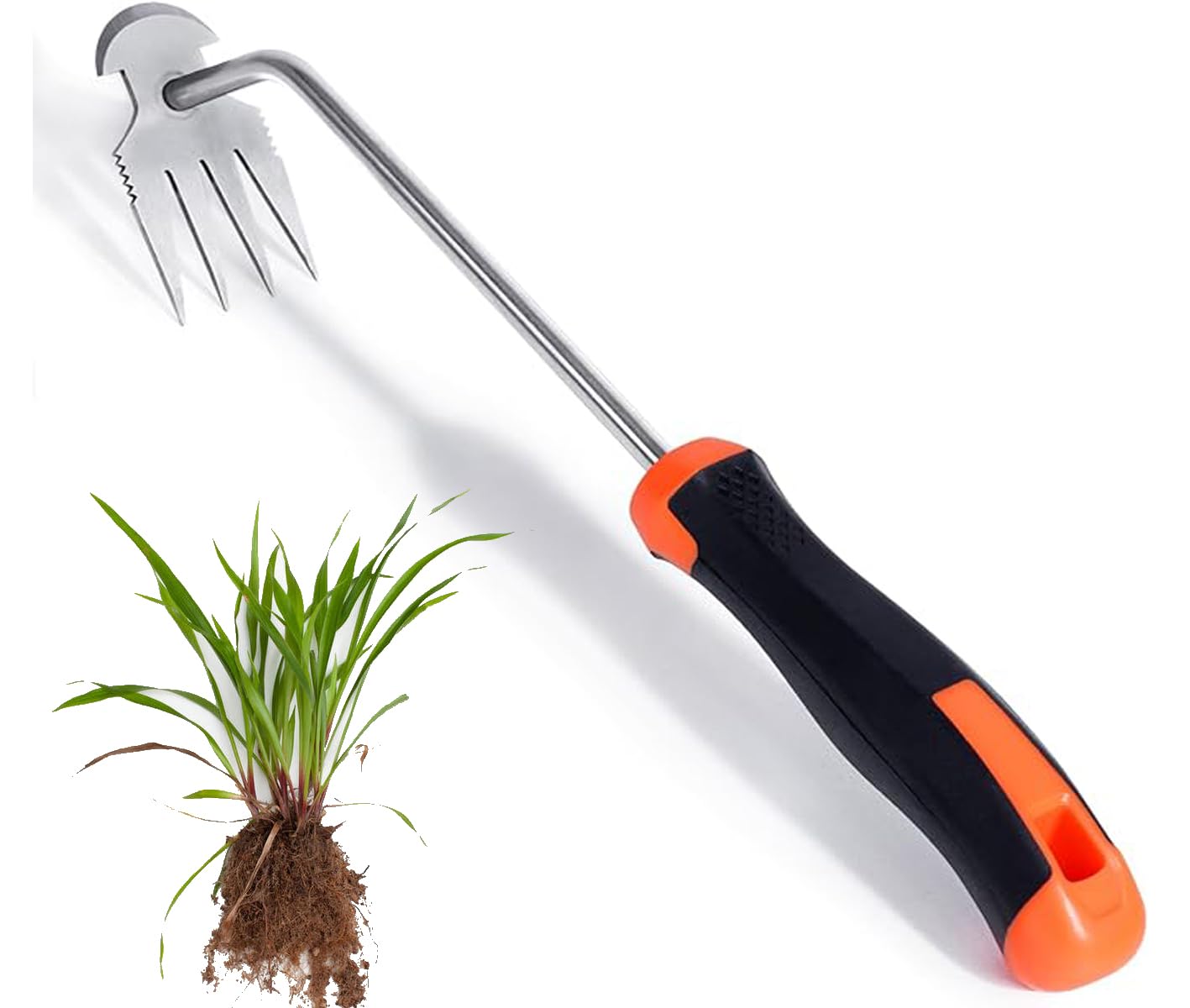 Weed Puller Tool,Garden Weed Remove Tool, Stainless Steel Hand Weeding Tool, Weeding Artifact Uprooting Weeding Tool for Vegetable Backyard Farm Planting and Weeding (Rubber Handle)