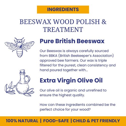 Premium Beeswax Wood Polish & Furniture Wax – Hand Poured Wood Conditioner | Eco-Friendly & Non-Toxic | Protects & Restores All Wood: Furniture, Toys, Cutting Boards, Ornaments (3.5 Fl Oz)
