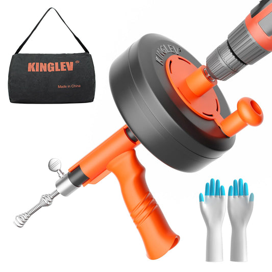 Drain Auger, Drain Snake With Drill Adapter, 25ft Plumbing Auger Heavy Duty Flexible Sink Steel Plumbing Auger Bathroom Hair Clog Removal Tool, Manual Or Powered - No auto retract or feed