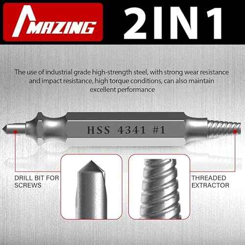 MAZING Damaged Screw Extractor Set, 6PCS Stripped Screw Grab Kit, Easy Removal of Rusty & Broken Screw, Hardware Gifts for Men Easy Out Remover and Extractor, Broken Stripped A Screw Extractor
