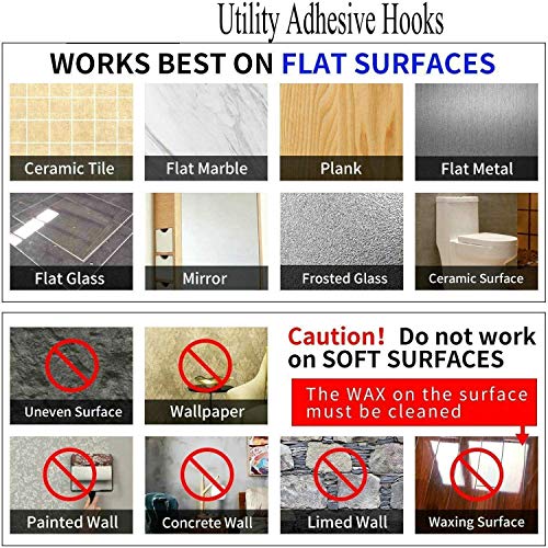 24 Pack Heavy Duty Clear Adhesive Wall Hooks - 33lb Load Capacity