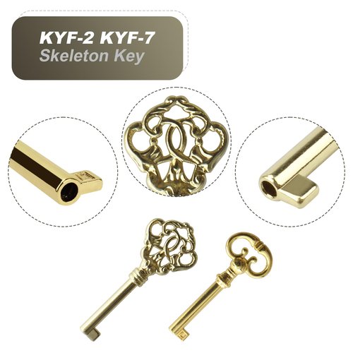 VIDABTE KYF2 KY7-2 Grandfather Clock Door Key,Solid Brass Skeleton Key for Ridgeway, Sligh, Emporer, Pearl, Seth Thomas, Grandfather Clock Doors, Cabinet Doors, Dresser Drawers, Desk