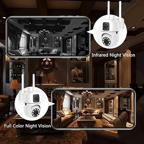 Camera Home Security, Outdoor Camera Dual Lens, WiFi Human Detection, HD Night Vision, 2-Way Talk, Indoor/Outdoor Camera, Dual Screen App Control, for Home Yard Store, Surveillance Wireless Camera (2)