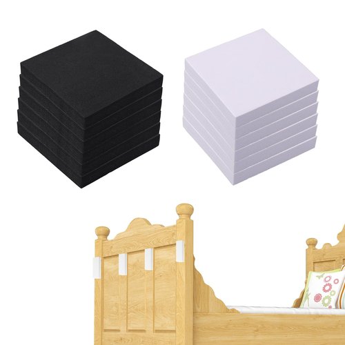 lasuroa 12pcs Headboard Stoppers for Wall, 2.4x2.4x0.4 Inch EVA Foam Furniture Pads Headboard Wall Protector Bumpers Anti-Shake Bed Noise Stoppers for Furniture Protection (White, Black)
