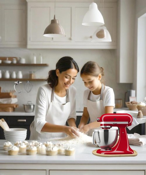 Adabuli Bamboo Mixer Slider Mat Compatible with KitchenAid 4.5-5 Qt Tilt Head Stand Mixer, Appliance Sliding Mat for Kitchenaid Artisan, Kitchen Countertop Storage Accessories and Attachments
