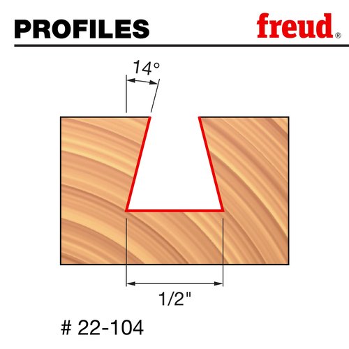 Freud 1/2" (dia.) Dovetail Bit with 1/4" shank, 1-7/8" overall length (22-104)
