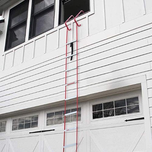 Portable Fire Ladder 2 Story Emergency Escape Ladder 15 Ft with Wide Steps V Center Support