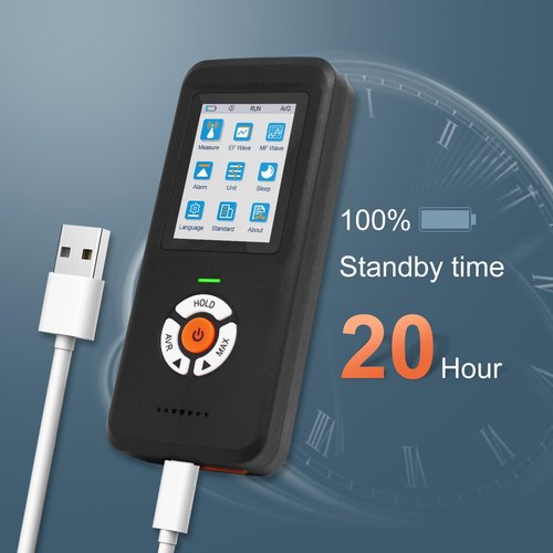CHNADKS EMF Meter, Upgrated 3-in-1 Rechargeable Electromagnetic Field Radiation Detector for EF RF MF, Handheld Digital EMF Detector with LCD for Home&Office EMF Inspections