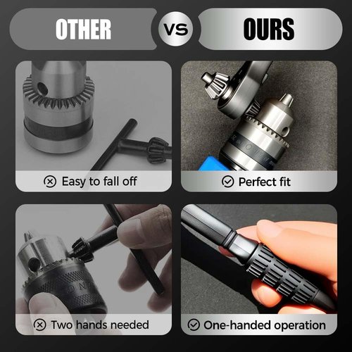 2 In 1 Drill Chuck Ratchet Spanner, 2025 New Drill Chuck Ratchet Wrench With 3 Interchangeable Magnetic Heads and Non-slip Handle, Compatible with Most Electric Drills and Power Tools (1 pcs)