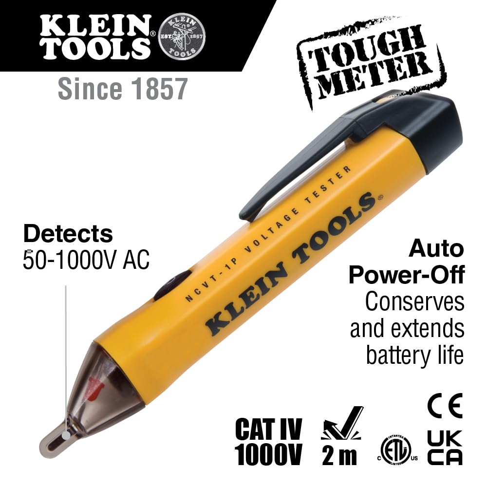 Klein Tools NCVT1PKIT Electrical Tester Kit with Non-Contact Low Voltage Test Pen, 50 to 1000V AC and GFCI Receptacle Tester, 2-Piece