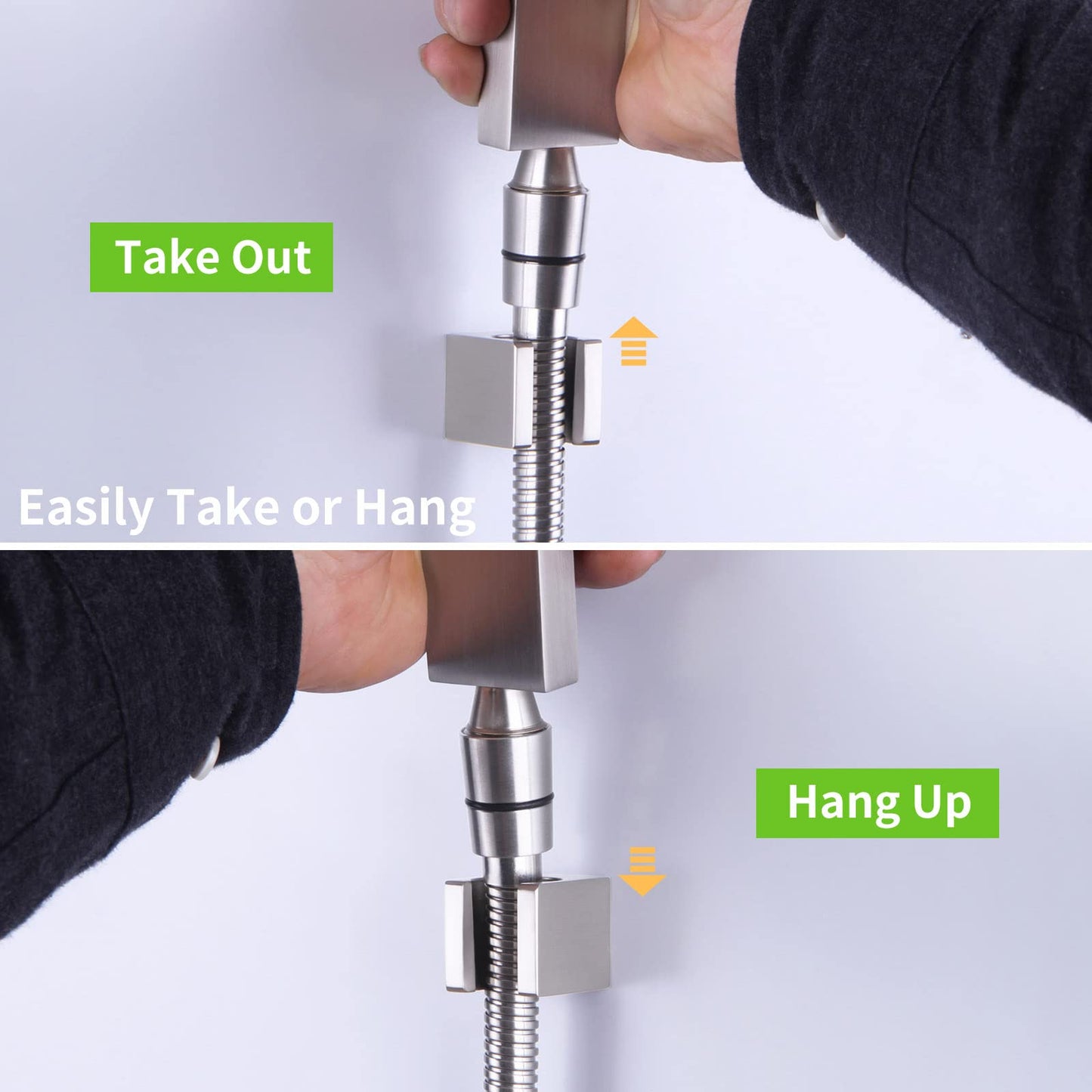 Angle Simple Shower Head Holder, Brass Shower Wand Bracket, Handheld Sprayer Holder Wall Mount, Brushed Nickel