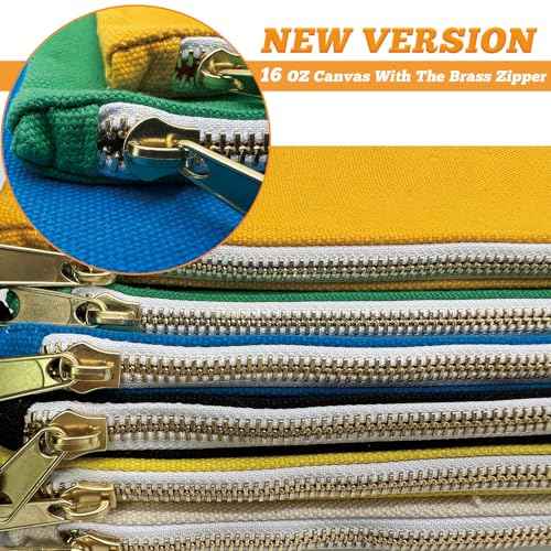 8 Pack Canvas Tool Bag Zipper Pouch - Heavy Duty 16 oz. Canvas Tools Utility Pouches, Multipurpose Storage Organizer Tote Bags with Dependable Metal Zippers, 12.5 x 7-Inch