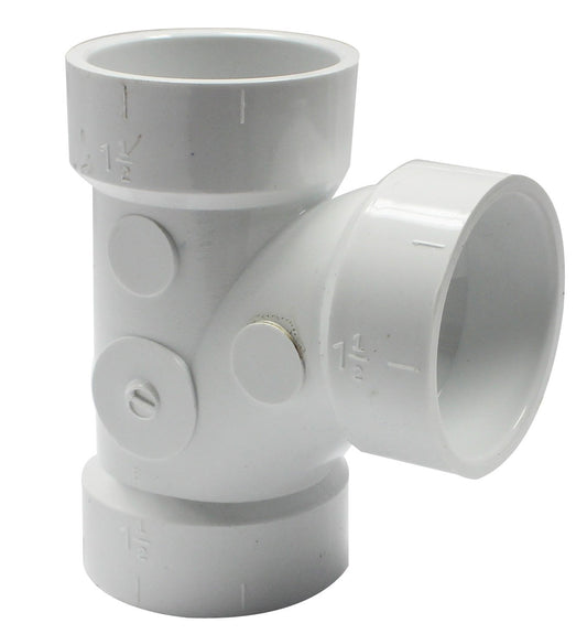 Canplas 192151L PVC DWV Sanitary Tee, 1-1/2-Inch, White