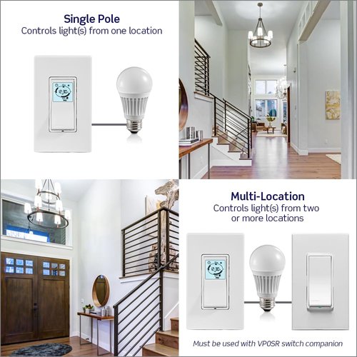Leviton Decora Programmable and Astronomical Timer Switch for Lights and Motor Loads, Neutral Wire Required, Single Pole or 3-Way, VPT24-1PZ, White with Ivory and Light Almond Faceplates