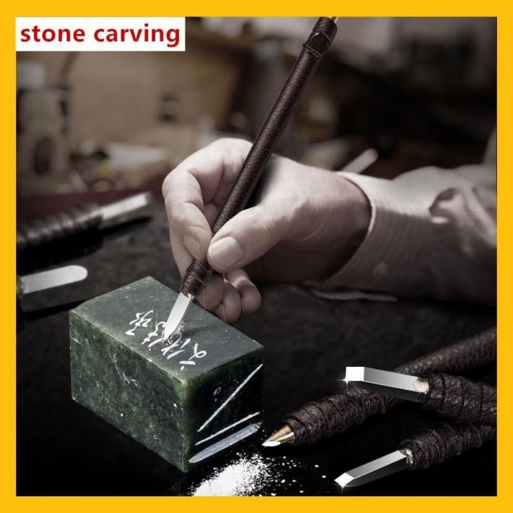 Professional 3Pcs Tungsten Steel Stone Carving Hand Tools Set Stone Carving Chisel Set Woodworking Carving Tool