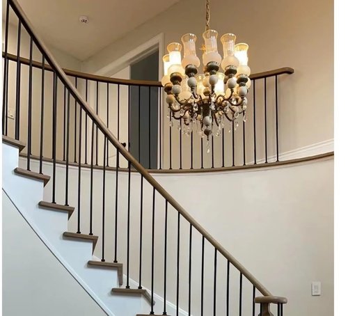 AAQQ Decor 10 Pack Iron Balusters for Staircase Interior Square Hollow Stair Spindles 1/2" Iron Straight Balusters with 20 Swivel Shoes(A01-10)