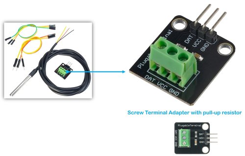 DIYables DS18B20 Temperature Sensor for Arduino, ESP32, ESP8266, Raspberry Pi, Waterproof Stainless Steel Probe, 2 Pieces