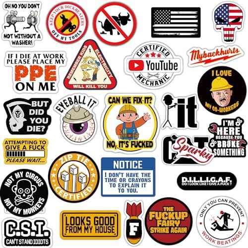 123 PCS Hard Hat Stickers (Dirty) for Tool Box, Helmet, Funny Stickers for Adults, Prank Meme Vinyl and Waterproof Decals for Mechanics, Electricians, Union, Oilfield, Military, Construction, Welders