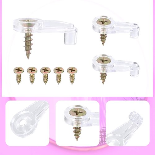 20pcs Glass Retainer Clips Set, Clear Plastic Mirror Holder Clips Brackets Kit with Screws Glass Cabinet Panel Retainer Fasteners for Cabinet Door Window Wall Mounting Fixing