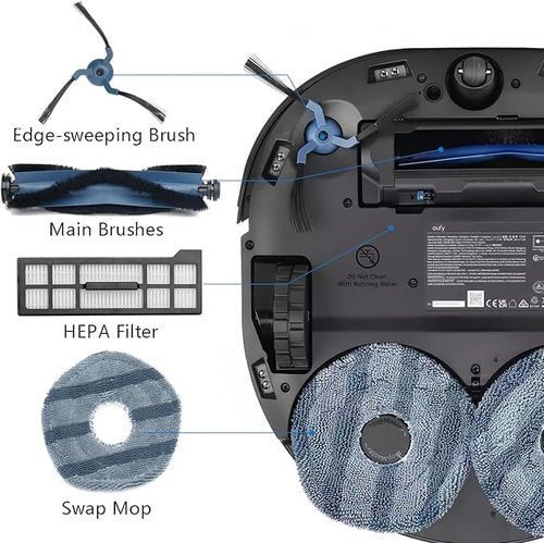 Replacement Accessories for Eufy X10 Pro Omni Robot Vacuum Cleaner, 2 Main Roller Brush, 6 Dust Bags 4 Side Brushes 4 Filters 4 Mop Pads 1 Screwdriver 1 Clean too