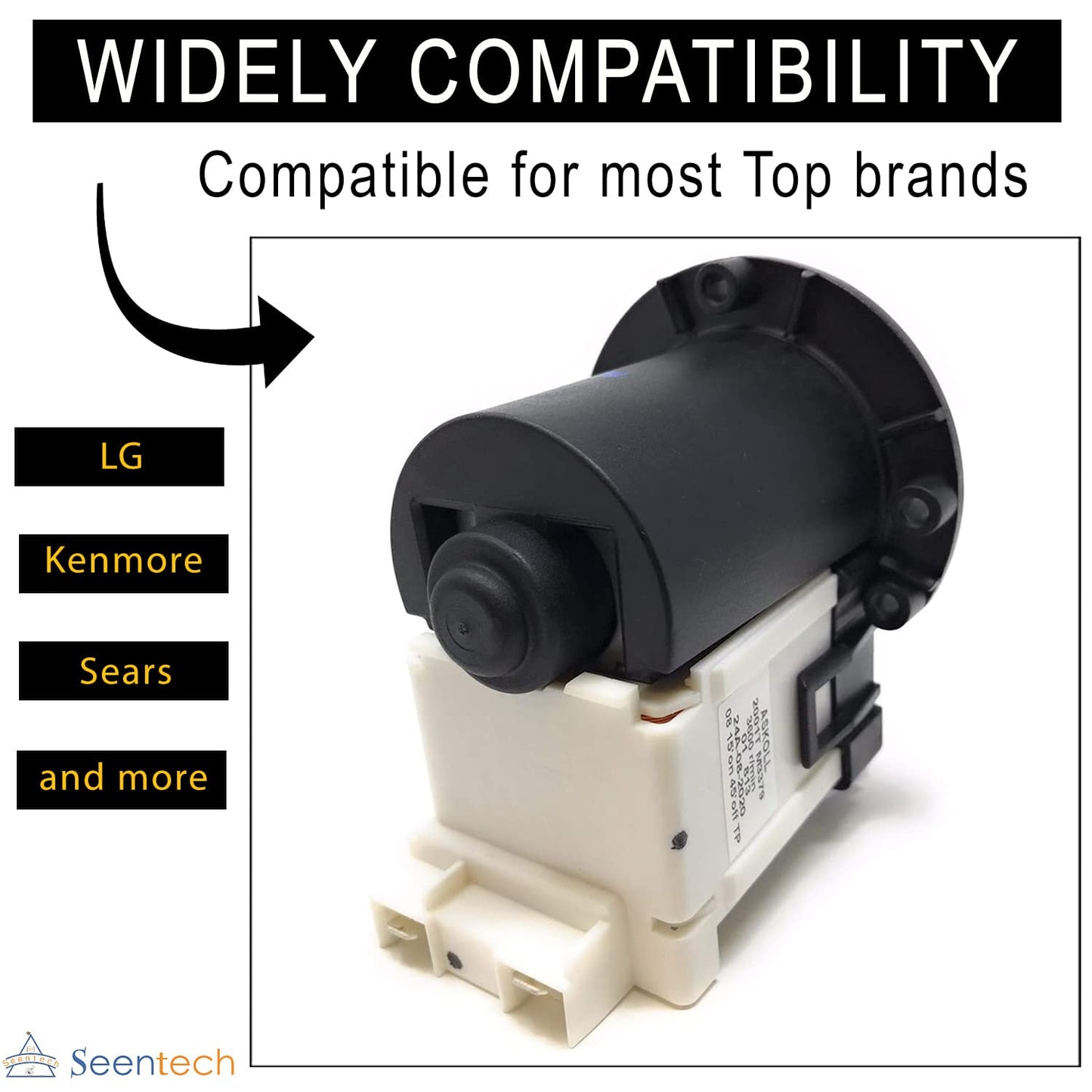 4681EA2001T Washer Drain Pump Motor Exact Fit for Kenmore & LG washer drain pump by Seentech - Replaces Part Numbers AP5328388, 2003273, 4681EA2001D, 4681EA2001N, 4681EA1007G and More