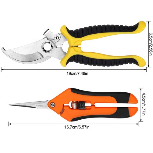 2 Pack Pruning Shears, Garden Shears, Stainless Steel Pruning Shears for Gardening, Garden Clippers, Gardening Tools Scissors with Soft Grip Handle