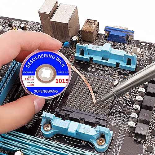 Solder Wick Braid with Flux Super 5ft Length 1mm Width Desoldering Wick Braid Remover Tool Solder Sucker 2 piece No-Clean Soldering Wick Wire Roll and Disassemble Electrical Components