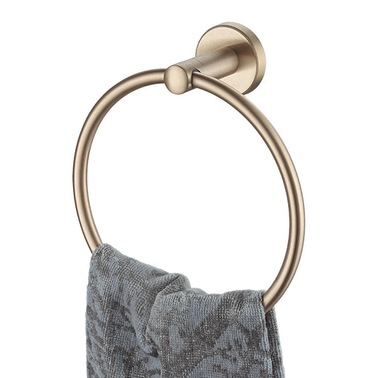 JQK Towel Ring Champagne Bronze, 304 Stainless Steel Hand Towel Holder for Bathroom Wall Mount, TR130-CB