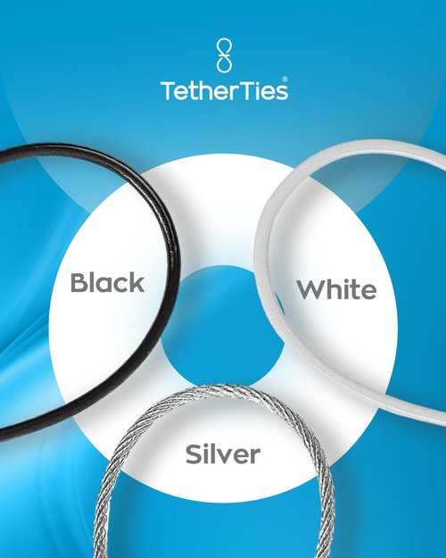 TetherTies Cable Organization, DIY Tether Kit - Customizable Cable Tethers for Computers, Adapters & Dongles - Easy Self Installation Tether Cables with Free Crimping Tool (Black 5 Pk, 12 inch)