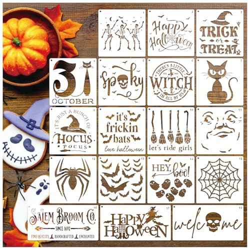 Halloween Stencils for Door Mats Large Halloween Rug Doormat Stencil for Painting on Wood Crafts Shirts Reusable Glass Door Hanger Sign (spooky18)