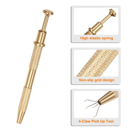 Generic 3pcs 4-Claw Pick Up Tool Piercing Ball Grabber Stainless Steel Jeweler's Pick Up Tool 4 Prongs Grabber for IC Chip Electronic Components Parts, Blue/Gold/Red