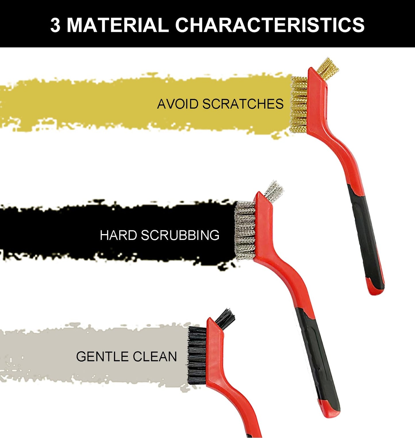 Rust Remover Brass Brush, 3 Pack Small Wire Brass Brushes for Cleaning, Brass-Coated Brush Tool Rust Remover for Metal