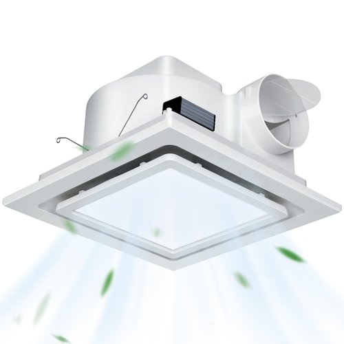 12" Panel Bathroom Exhaust Fan with Light, Mounting Opening 10x10", 141CFM Bathroom Fan Light Combo, Ultra Quiet 1.0 Sone Exhaust Fan with LED Light, Ventilation Fan for Home/Office 6500K Non-dimmable