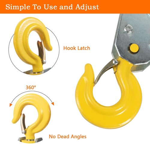 SHINICO 2Ton Pulley Hook Heavy Duty Pulley Lifting Block Hoist with Hook for 5/8" Wire Rope Snatch Block 2Pack