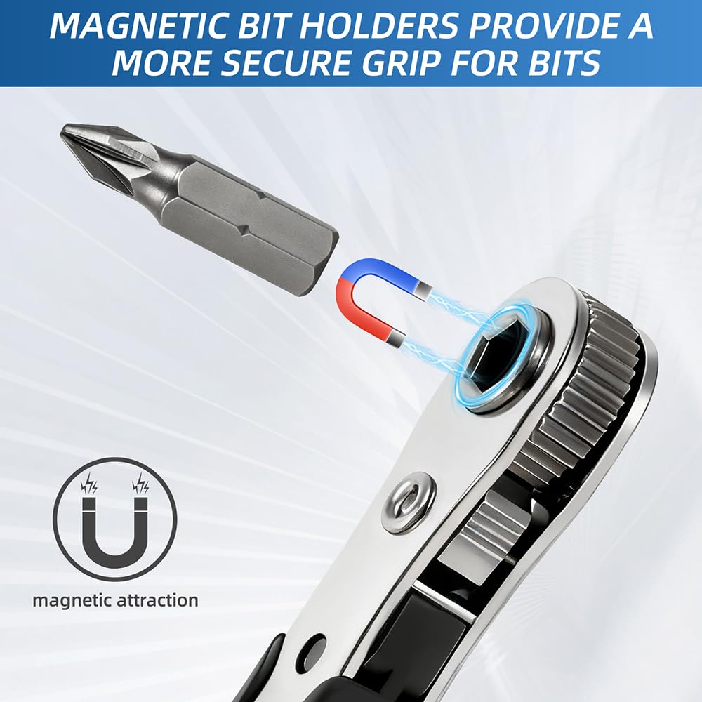 RTAYAGOOPA 22-in-1 Right Angle Screwdrivers Set, 36-Tooth Mini Ratchet Screwdriver, 90° Offset for Tight Spaces, Multi-head screwdriver Compact for DIY/Repairs, Gifts for Men