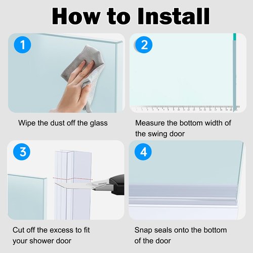 YIIPAIVUE Pivot Shower Door Bottom Seal, Frameless Glass Shower Door Sweep for 3/8" Glass, Prevents Shower Leaks and Creates a Waterproof Barrier, 36" Clear Vinyl Seal