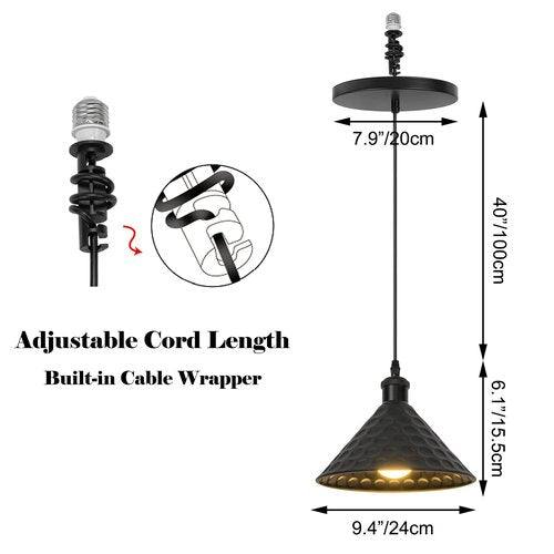 Kiven Instant Light Conversion Kit for 4/5/6inch Hole,Black Farmhouse Lighting Recessed Can Light Conversion Kit to Pendant with E26 Screw-in Adapter for Kitchen Island Living TB2776