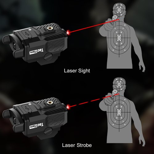 TacFlare Pistol Laser Sight - Low Porfile Laser Picatinny Rail Red Gun Beam for Glock, Airsoft Laser for Handgun Shotgun, USB C Rechargeable, 2 Modes, Built-in Battery