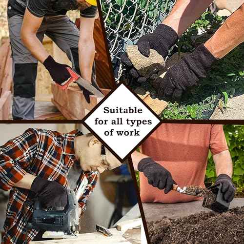 Brown Jersey Gloves ? Large, US Clute Pattern with Knit Wrist Cuff, Jersey Gloves for Men (2 Pairs or 12 Pairs)