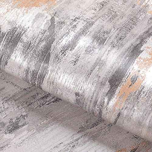Livelynine Metallic Concrete Wallpaper Peel and Stick for Bedroom Vinyl Concrete Contact Paper for Walls Grey Silver Peel and Stick Wallpaper for Living Room Wall Apartments Bathroom RV 15.8x78.8