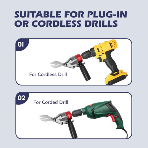 VLOXO Drill Metal Shear Attachment, Shear Metal Cutter with 360-Degree Pivoting Head Cordless Electric Drill Attachment Professional Metal Cutting Tool for Cuts Iron Sheet Aluminum and Copper