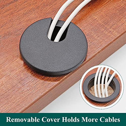 Litoexpe 2 Pcs Black Desk Cable Grommet 1-1/2 Inch for Cable Management